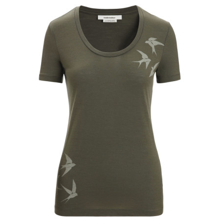 T-shirt femme Icebreaker Women Tech Lite II SS Scoop Tee Swarming Shapes green Loden