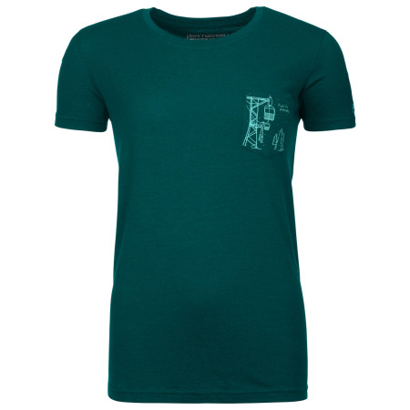 T-shirt femme Ortovox W's 185 Merino Way To Powder TS green PacificGreen