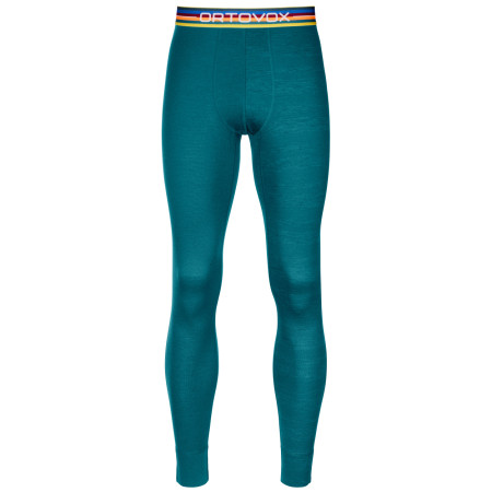 Pantalon sous-vêtement homme Ortovox 185 Rock'N'Wool Long Pants green PacificGreen