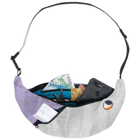 Sac banane Ticket to the moon Upcycled Sling Bag gris / violet Light Grey / Light Purple