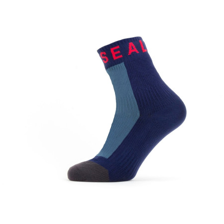 Chaussettes imperméables SealSkinz WP Warm Weather Ank Lenght + Hydrostop bleu / gris NavyBlue/Gray/Red
