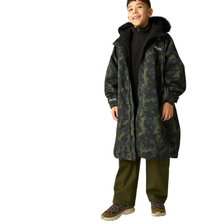 Manteau imperméable pour enfant Regatta Junior Waterproof Changing Robe Pro Bark Green