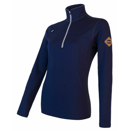 Sweat-shirt femme Sensor Merino Upper krátký zip bleu foncé DeepBlue