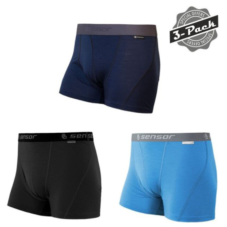 Short homme Sensor Merino Active 3 Pack vert / bleu blk/blue/deep blue