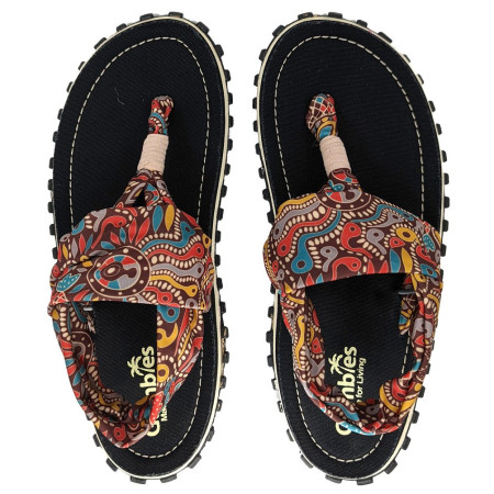 Sandales Gumbies Slingback Aboriginal noir / brun Aboriginal