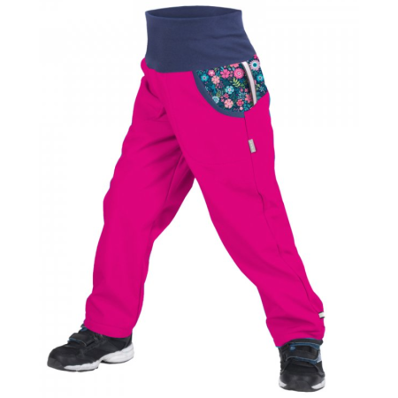Pantalon softshell enfant Unuo Fleece vzor rose