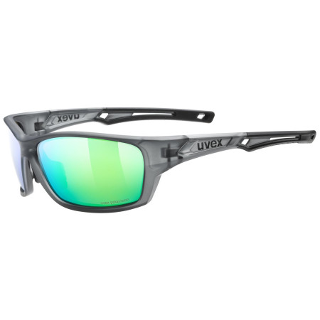 Lunettes soleil Uvex Sportstyle 232 P gris / vert Smoke Mat / Polavision Mirror Green Cat