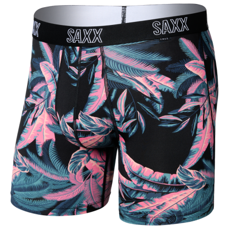 Caleçon homme Saxx Droptemp All Day Cooling Boxer Brief noir / rose tropical jungle-black