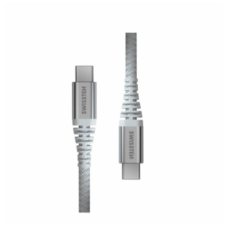 Câble Swissten Kevlar USB C / USB C 1,5 m blanc white