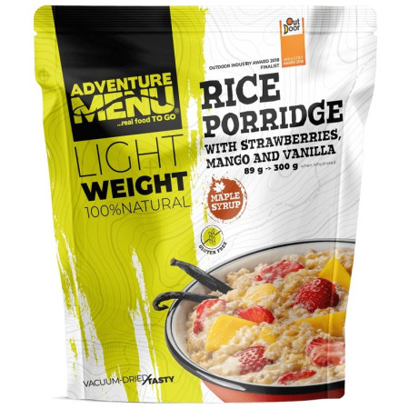 Repas déshydraté Adventure Menu Porridge de riz avec fraises, mangue et vanille