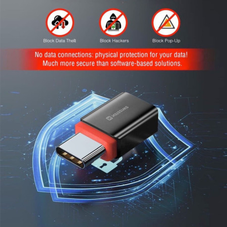 Adaptateur Swissten Dataguard With Data Blocking USB-C (Male) / USB-C (Female)