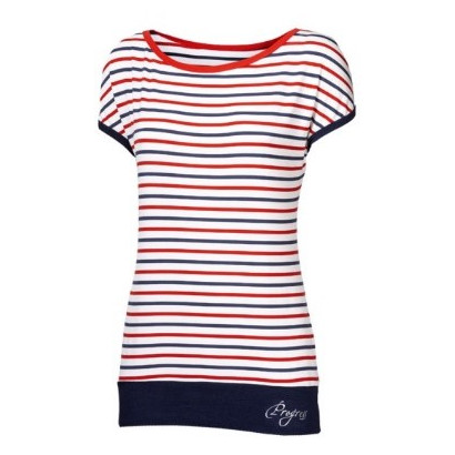 T-shirt femme Progress OS Sepia 24NV blanc / bleu TricolorStrips