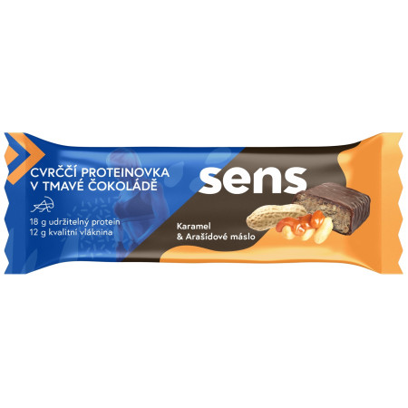 Barre protéinée Sens Barre Protéinée de Grillon en Chocolat noir - Caramel et beurre de cacahuète (60g)
