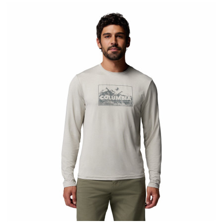 T-shirt homme Columbia Parsons Point™ Ls Graphic Tee beige Dark Stone Heather Framed Peakscape