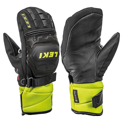 Gants ski Leki Worldcup Race Coach Flex S GTX Junior Mitt noir / jaune black-ice lemon