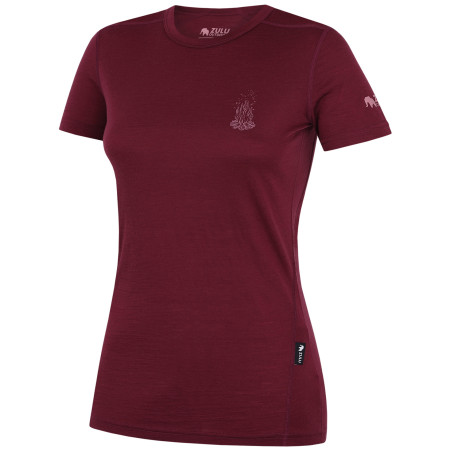 T-shirt femme Zulu Merino Fire 160 Short bordeau wine