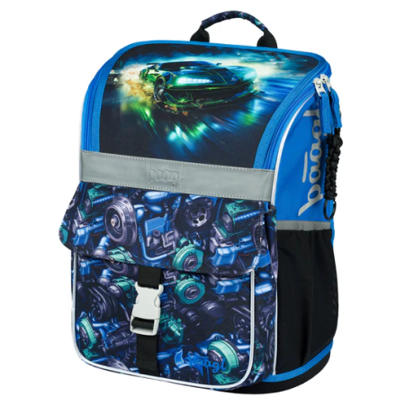 Sac à dos écolier Baagl Zippy bleu / noir Závodní auto