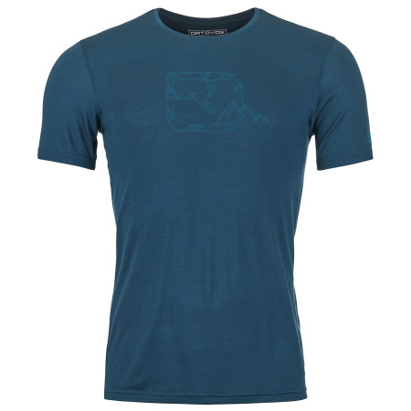 T-shirt fonctionnel homme Ortovox 120 Cool Tec Mtn Logo Ts M bleu foncé Petrol Blue