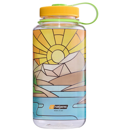 Bouteille Nalgene Wide Mouth 1l Clear Stained Glass jaune clear