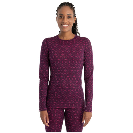 T-shirt fonctionnel femme Icebreaker W Mer 200 Oasis LS Crewe First Snow violet Nightshade/Tempo/Aop