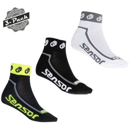 Jeu de chaussettes Sensor 3-Pack Race Lite Small Hands noir / blanc black, white, yellow