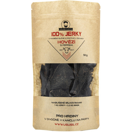 Jerky Usušil & Syn 100% Hovězí s pepřem 50 g brun