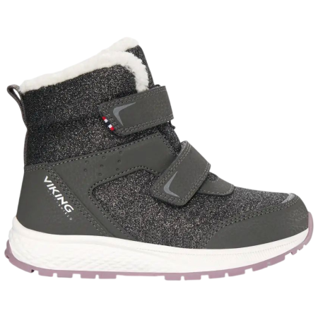 Bottes d'hiver enfant Viking Outdoor Footwear Equip Glitter Warm WP 2V Charcoal/Dusty Pink gris Charcoal/Dusty Pink