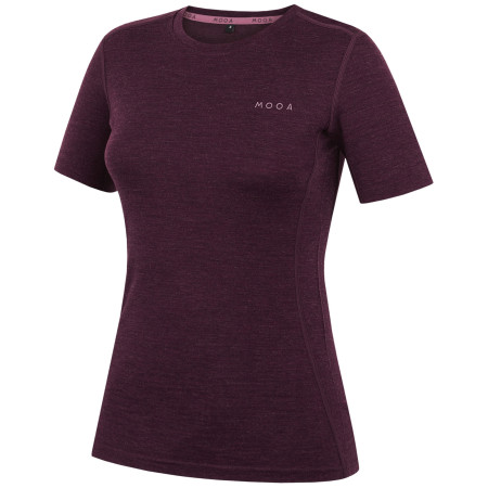 T-shirt femme MOOA MerinoSilk 160 short violet foncé dark purple melange