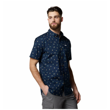 Chemise homme Columbia Rapid Rivers™ Printed Short Sleeve Shirt bleu foncé Collegiate Navy Deserted