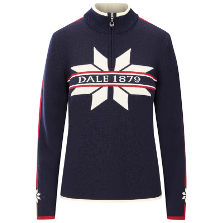 Pull femme Dale of Norway Nåle Fem Sweater bleu / blanc Navy Offwhite Red Rose
