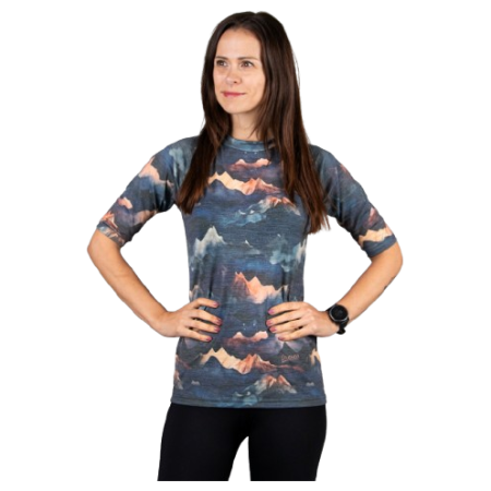 T-shirt fonctionnel femme Drexiss All Alpine Peaks Merino Active bleu / orange