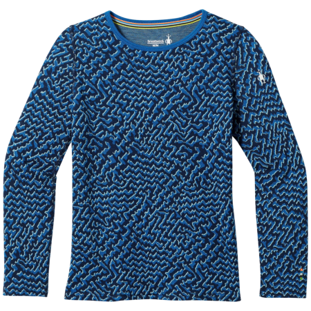 T-shirt fonctionnel enfant Smartwool Kids' Classic Thermal Merino Base Layer Crew bleu NIVAL BLUE RETRO LINE