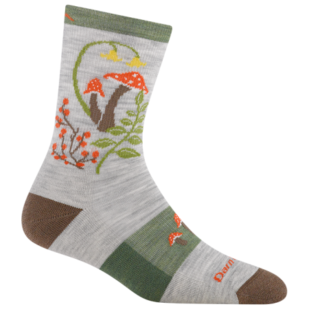 Chaussettes femme Darn Tough Mellow Mushrooms Micro Crew Lightweight With Cushion gris ash