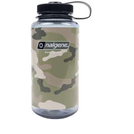 Bouteille Nalgene Wide Mouth Camo Print 1000 ml gris / noir Gray w/Black Camo