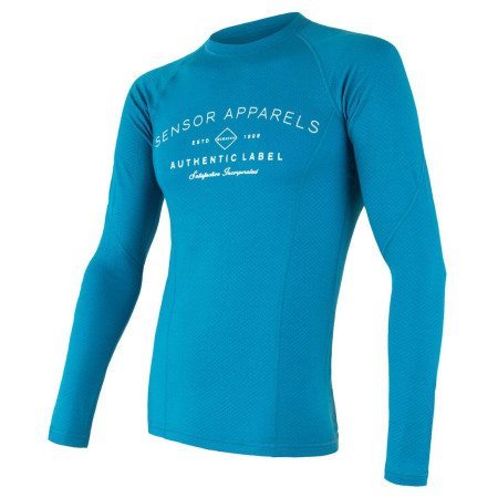 T-shirt fonctionnel homme Sensor Merino DF Label bleue Blue