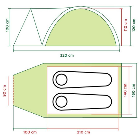 Tente de randonnée Coleman Darwin 2+ (verte)