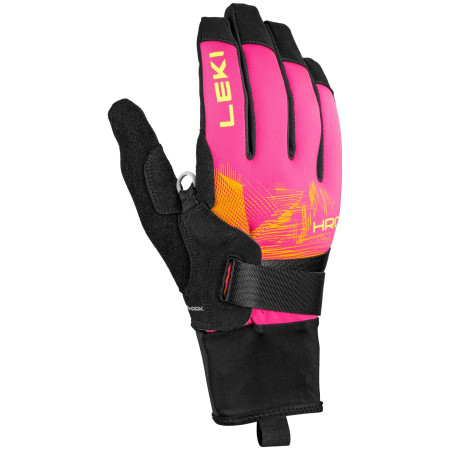 Gants de course Leki HRC Race TR noir / rose neonpink-neonorange-neonyellow