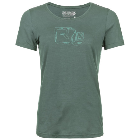 T-shirt fonctionnel femme Ortovox 120 Cool Tec Leaf Logo Ts W 2023 gris / vert arctic grey