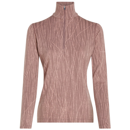 T-shirt fonctionnel femme Icebreaker Women Merino 260 Tech Vertex LS Half Zip Delta Lines AOP brun Summit/Blush/J