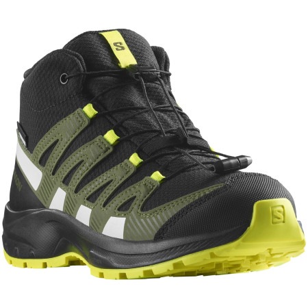 Chaussures enfant Salomon Xa Pro V8 Mid Climasalomon™ Waterproof noir / jaune Black / Deep Lichen Green / Safety Yellow