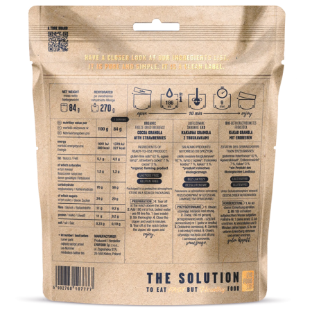 Repas déshydraté Lyo food Granola au cacao et fraises