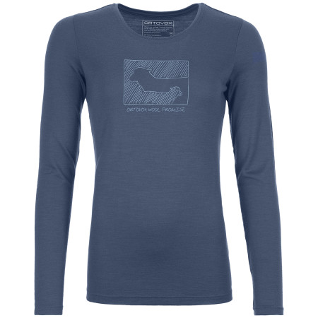 T-shirt femme Ortovox Merino Contrast Ls W bleue NightBlue