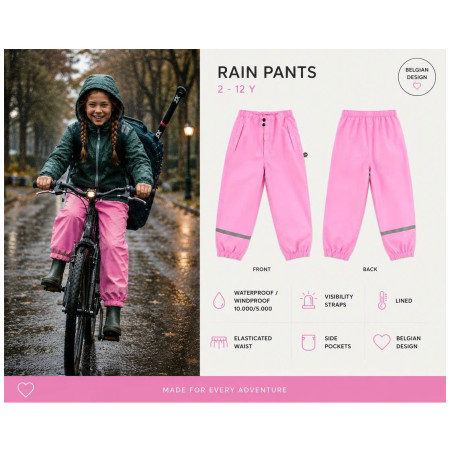 Pantalon imperméable pour enfant DucKsday Rainpants Pink/em