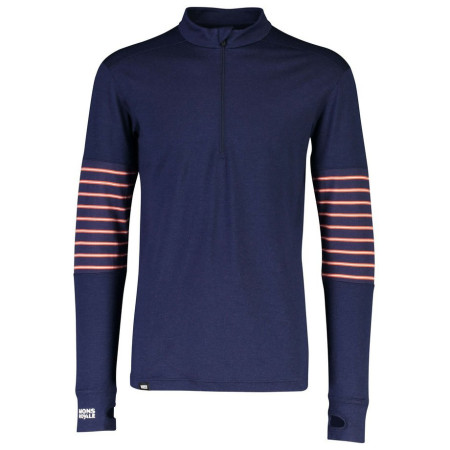 T-shirt fonctionnel homme Mons Royale Alta Tech Half Zip bleue Navy/AlpineStripe