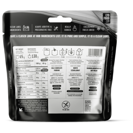Repas déshydraté Lyo food Pudding au chocolat