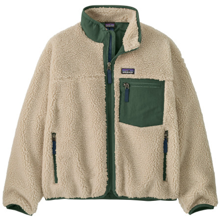 Sweatshirt enfant Patagonia K's Retro-X Jacket beige /vert Dark Natural w/Canopy Green
