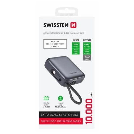 Banque d'énergie Swissten 10000 mAh USB-C / Lightning