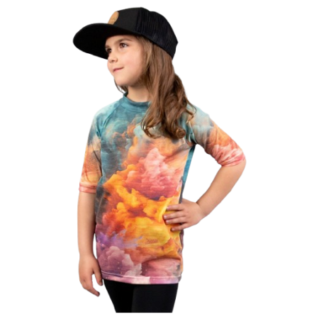 T-shirt fonctionnel enfant Drexiss All Explosion Pastel Merino Active orange / bleu