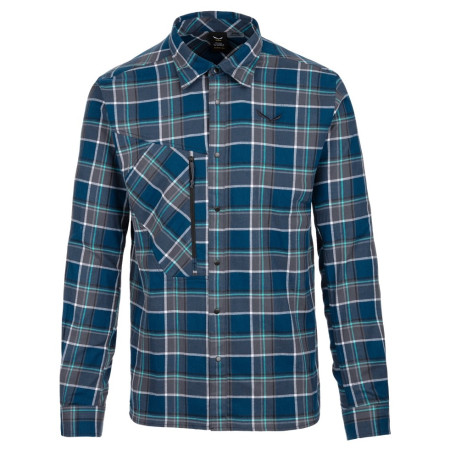 Chemise homme Salewa Fanes Flannel 4 Pl M L/S Srt. bleu / blanc MPoseid/Ombre/White