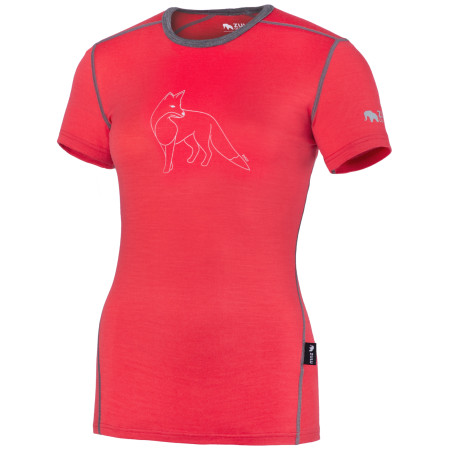 T-shirt femme Zulu Merino 160 Short Fox rouge / gris coral/grey